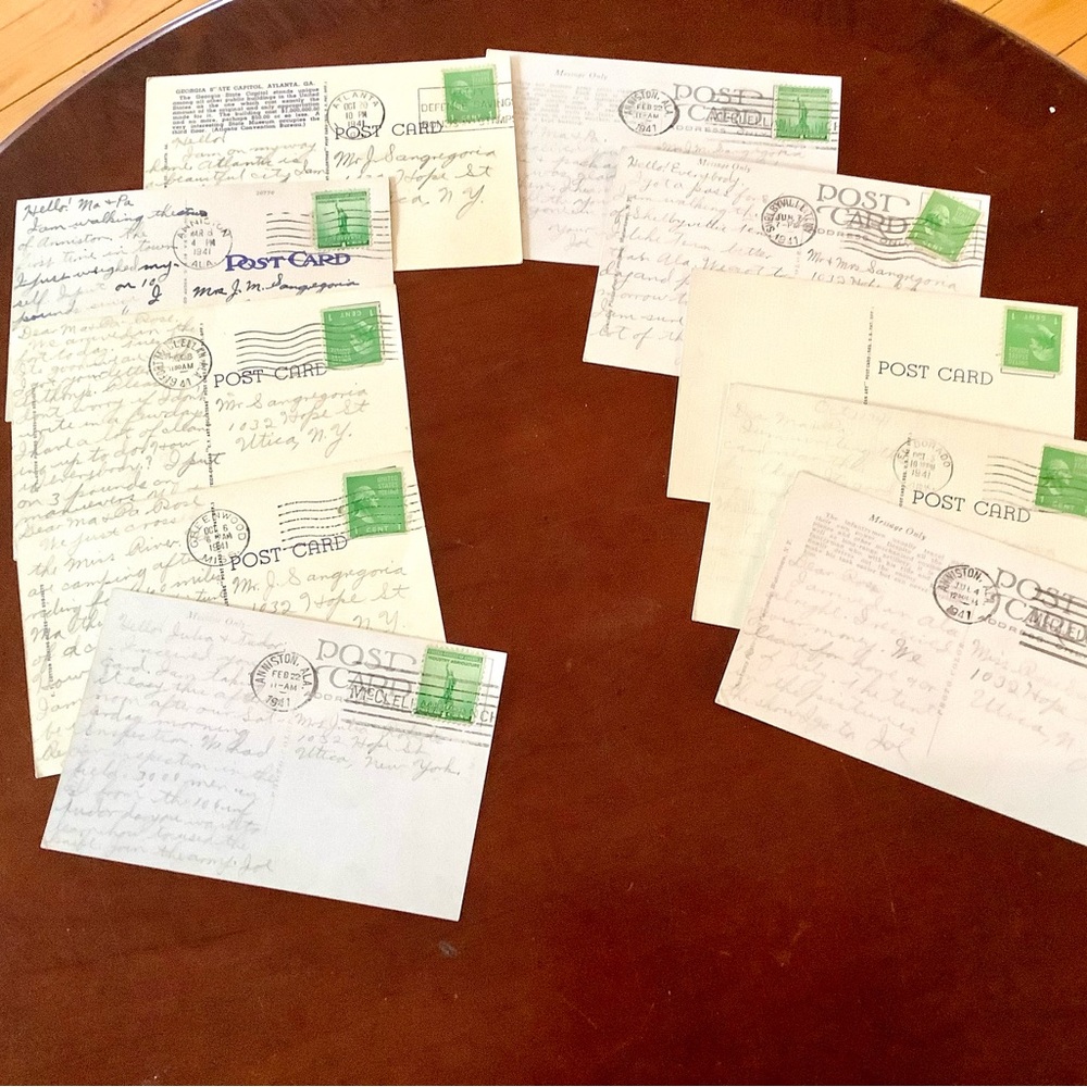 10 Postcards from 1941 with 1 cent rare stamps